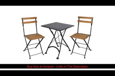 ❄️ Mobel Designhaus French Café Bistro Folding Side Chair, Jet Black Frame, European Chestnut Wood