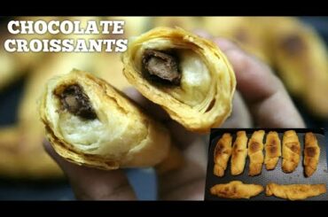 Chocolate Croissant puffs/Croissant without oven/Croissant eggless/French Recipe/Home made Croissant