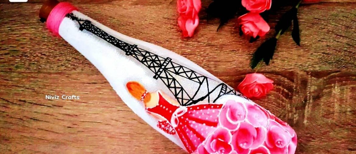 One Stroke Painting on Bottle / DIY Glass Bottle Decoration / Wine Bottle art Painting / Niviz Ep 47 One Stroke Painting on Bottle / DIY Glass Bottle Decoration / Wine Bottle art Painting / Niviz Ep 47