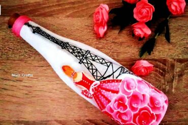 One Stroke Painting on Bottle / DIY Glass Bottle Decoration / Wine Bottle art Painting / Niviz Ep 47