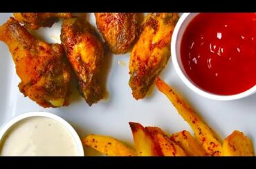 Spicy Buffalo Chicken Wings And French Fries Recipe