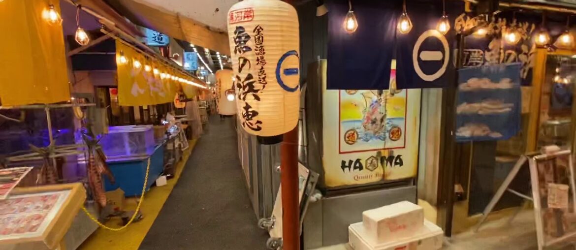 The lively restaurant district built up under the brick arches beneath the elevated JR train tracks.