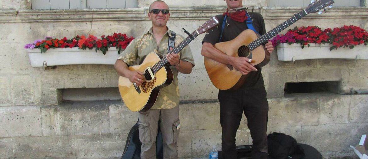Memories of France thanks to my friends Broken Biscuits and Arnaud my busking partner and friend.