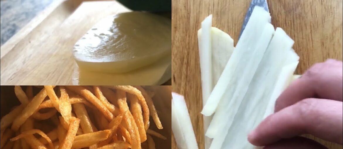 FRENCH FRIES (ASMR)(NO TALKING)(NO MUSIC) HANDCUT, PEELING, SLICING, FRYING
