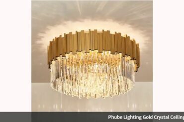Phube Lighting Gold Crystal Ceiling Light Luxury Modern Bedroom Led Lu
