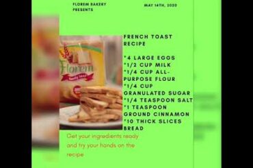 Quick and easy breakfast recipe- French Toast ||Florem Bakery (Nigerian Kitchen)