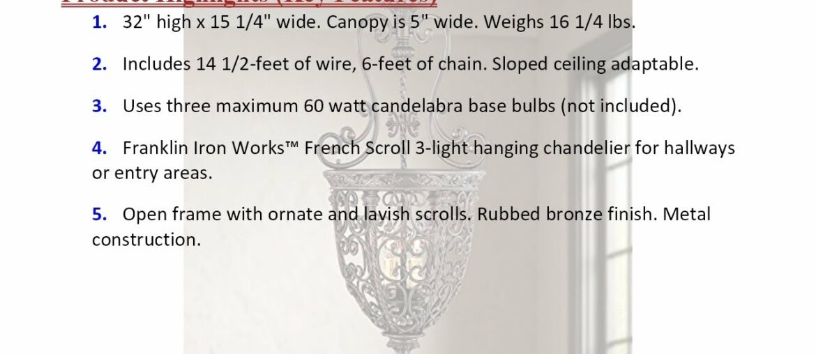 French Scroll Rubbed Bronze Pendant Chandelier 15 1/4" Wide Rustic Country Iron 3-Light... PKR Price