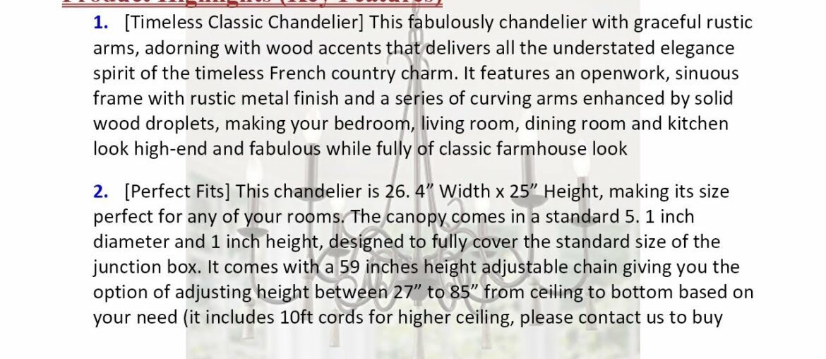 LALUZ French Country Chandelier 6 Light Fixture Wood Droplets Dining & Living Rooms, Be... PKR Price