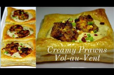 Creamy Prawns Vol Au Vent Recipe | French Starter Recipe | Made With Puff Pastry
