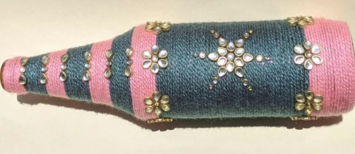 Yarn Wrapped Bottles | Waste Bottle Craft Idea | Wine bottle Decor | Flower Vase Ideas | Home Decor Yarn Wrapped Bottles | Waste Bottle Craft Idea | Wine bottle Decor | Flower Vase Ideas | Home Decor