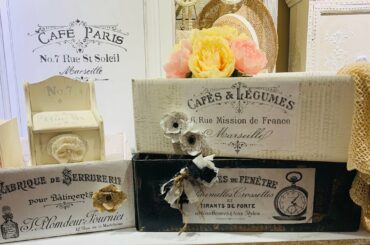 DIY'S SHABBY FRENCH BOXES USING CARDBOARD BOXES! TRASH TO TREASURE RECIPE BOX & PAPER FLOWERS (130)
