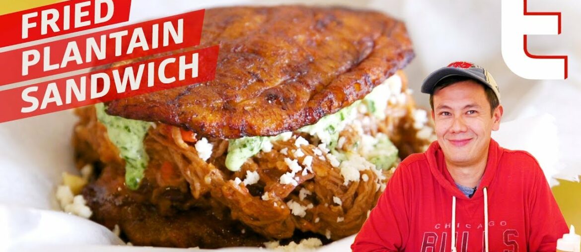 The Patacón Pintón Is Made of Shredded Beef Inside Fried Plantains — Dining on a Dime Philadelphia The Patacón Pintón Is Made of Shredded Beef Inside Fried Plantains — Dining on a Dime Philadelphia