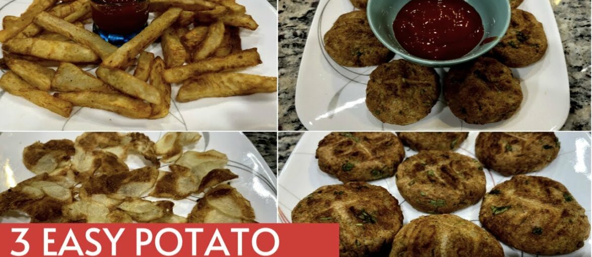 3 Easy Potato Snacks Airfryer Recipes | French Fries | Potato Cutlets | Potato Chips | USA Vlogs