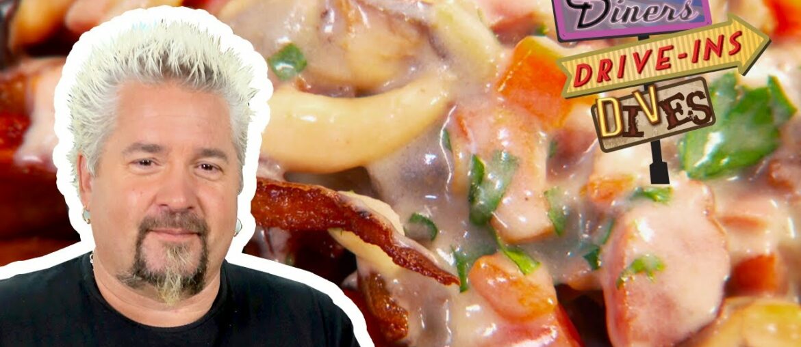 Guy Fieri Dives Into Seafood CHOWDER-Topped French FRIES | Diners, Drive-Ins and Dives