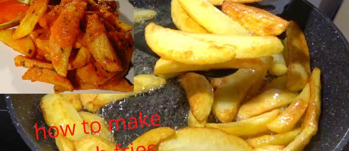 French fries recipe. Easy homemade potato fries/wedges dipped in homemade tomato red sauce