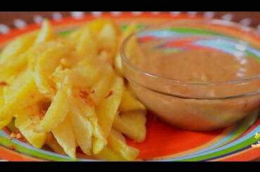 Perfect Crispy French Fries with Peanut butter and honey sauce