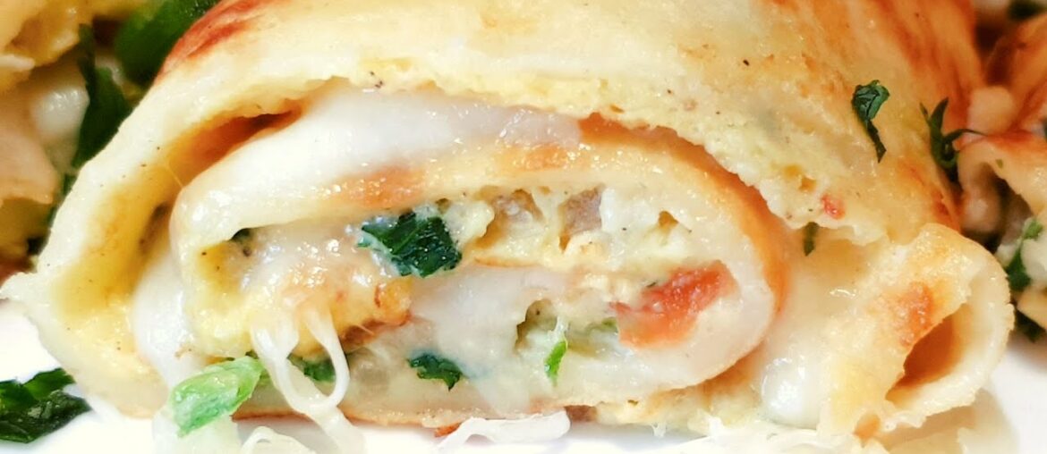 Crepe Egg Rolls | French Crepe Egg Roti Breakfast | Crepe Omelette Roll Recipe