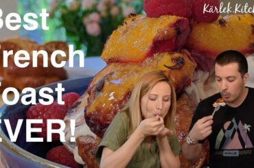 Best French Toast Ever! - Maple Syrup soaked with caramelized peaches, a recipe you will love!