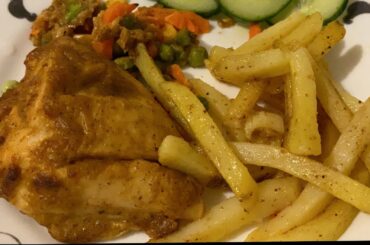 chicken veg recipe with french fries / Quick simple easy chicken recipe for kids