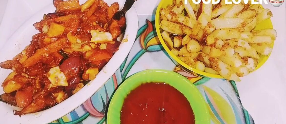 Chilli potato Recipe with french fries .French fries..Homemade chilli potato.