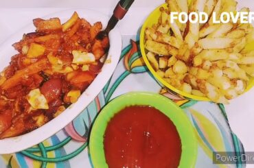 Chilli potato Recipe with french fries .French fries..Homemade chilli potato.