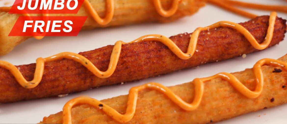 Jumbo Fries Recipe | Super Long French Fries Recipe With Chilli Garlic Mayonnaise Jumbo Fries Recipe | Super Long French Fries Recipe With Chilli Garlic Mayonnaise