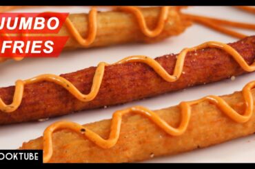 Jumbo Fries Recipe | Super Long French Fries Recipe With Chilli Garlic Mayonnaise