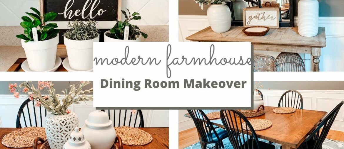 MODERN FARMHOUSE DINING ROOM MAKEOVER | DINING ROOM MAKEOVER ON A BUDGET | BUDGET MAKEOVER
