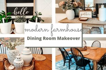 MODERN FARMHOUSE DINING ROOM MAKEOVER | DINING ROOM MAKEOVER ON A BUDGET | BUDGET MAKEOVER