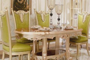 James Bond Classic Oval Dining Table and Solid Wood with Piano Resin Paint Golden JF519