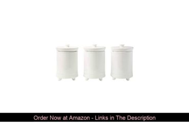 ✅ French Design White Ceramic Canister Set for Kitchen - Set of 3 Decorative Storage Containers wit
