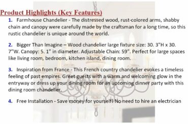 LNC A03371 Farmhouse Wood Chandelier, Handmade French Country Lighting Living Dining Ro... PKR Price