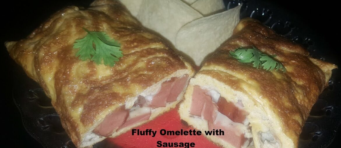 Fluffy Omelette With Sausages/Easy Recipe/Breakfast/French