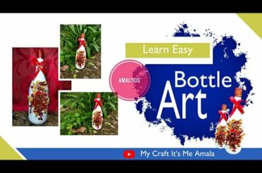 2:22💖#Bottleart #Winebottle #mycraft_itsme_amala French Variety| wine bottleart...|DIY