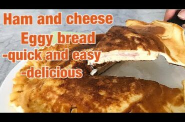 Ham and cheese eggy bread sandwich recipe/French toast omelette sandwich recipes