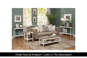 ⚡️ Convenience Concepts French Country Console Table with Drawer and Shelf, Driftwood / White