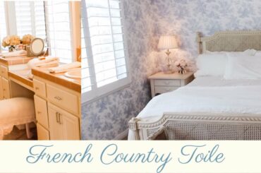 Master Bedroom & Bathroom Budget Makeover | Toile Wallpaper | French Country