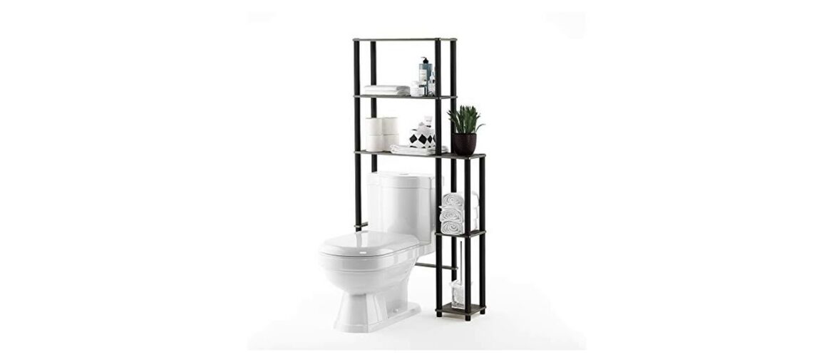 ▶️ Furinno Turn-N-Tube with 5 Shelves Toilet Space Saver, French Oak Grey/Black ▶️ Furinno Turn-N-Tube with 5 Shelves Toilet Space Saver, French Oak Grey/Black