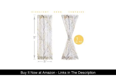 ⚡️ Fmfunctex Sidelight French Door Panels 24“x72 White Semi-Sheers, Yellow and Grey Tree Branch Pri