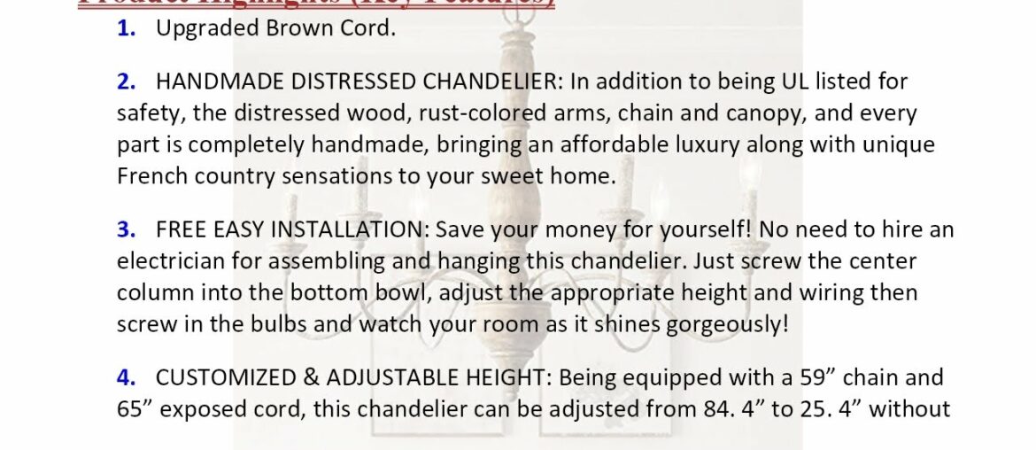 LNC French Country Chandeliers Wood 6 Lights Rust Arms Dining, Bedroom, Living Room Bat... PKR Price