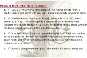 Ganeed French Country Chandeliers,6 Lights Candle Wrought Iron Chandelier,Rustic Farmho... PKR Price