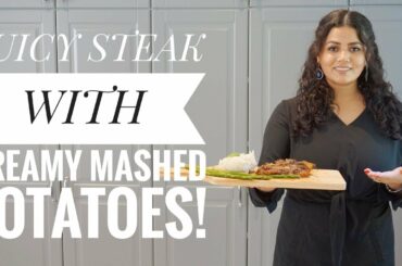 STEAK & CREAMY GARLIC MASHED POTATOES || SPEAK FRENCH CHALLENGE || 10TH ANNIVERSARY SPECIAL DINNER!