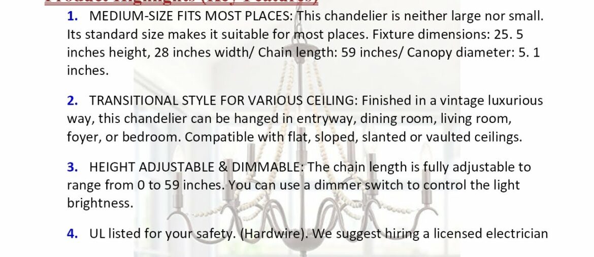 LALUZ French Country Chandeliers Wood Beads Kitchen Island Lighting Dining Living Room,... PKR Price