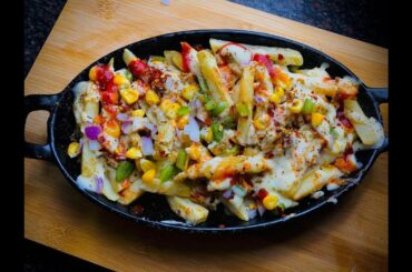 Home-made Cheese Sauce French Fries | Easy recipe| knife and board