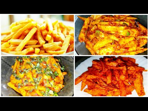 4 Easy French Fries Recipes | Plain Fries | Masala Chips | Poussin Chips | Schezwan Chips 4 Easy French Fries Recipes | Plain Fries | Masala Chips | Poussin Chips | Schezwan Chips