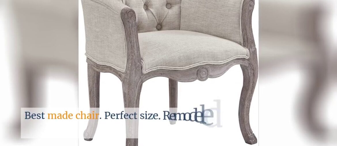 Modway Crown French Vintage Barrel Back Tufted Upholstered Fabric Two Dining Armchairs in Beige Modway Crown French Vintage Barrel Back Tufted Upholstered Fabric Two Dining Armchairs in Beige