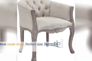 Modway Crown French Vintage Barrel Back Tufted Upholstered Fabric Two Dining Armchairs in Beige