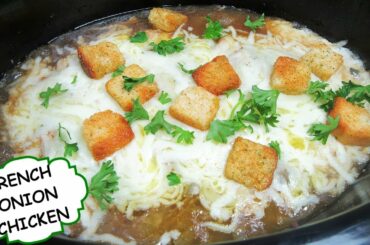 CROCKPOT FRENCH ONION CHICKEN RECIPE  / Dump and Go Slow Cooker Chicken Dinner