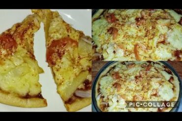 No oven no chicken /French fries cheese pizza 😋/detailed recipe of pizza dough for beginners