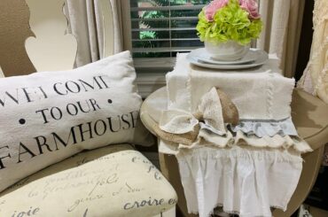 DIY EASY NO SEW FRENCH COUNTRY SHABBY CHIC FARMHOUSE TABLE RUNNER (147)